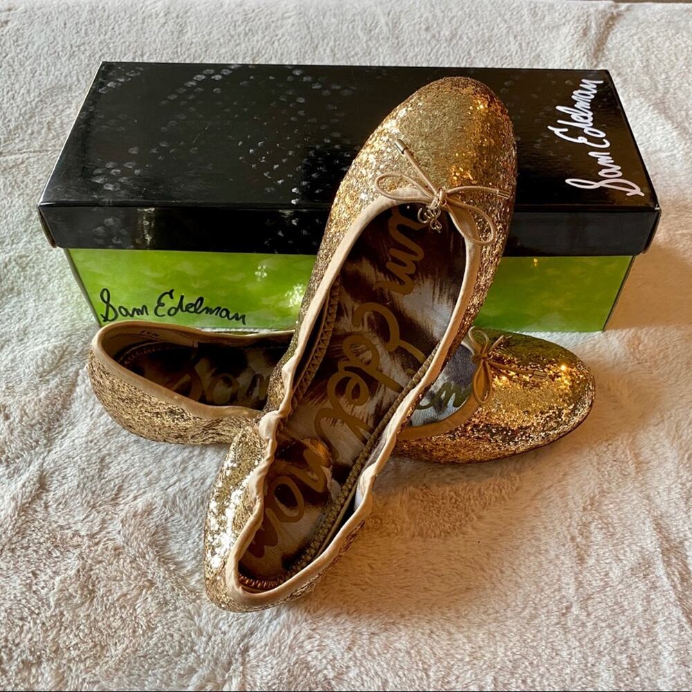 Sam Edelman Gold Chunky Glitter Felicia Flats NWT